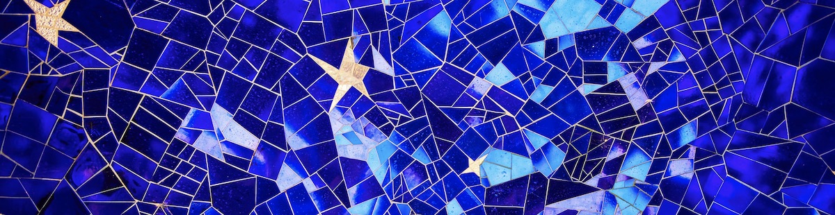 mosaic blue glass sky, living in the kingdom, the kingdom of heaven is at hand