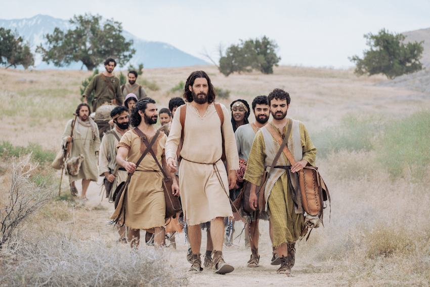 Jesus walking with his disciples, follow Jesus