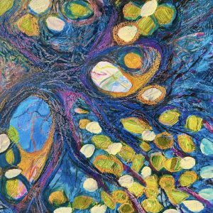 painting by Polly Castor Grace for Today blue and yellow shapes, putting all your trust in God