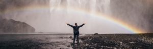 man with rainbow, receive God's blessings, God's blessings, Psalm 81 10, psalm 81