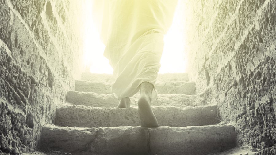 Jesus walking out of tomb, Jesus's death on the cross