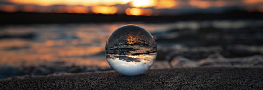 glass ball at sunset, wholeness