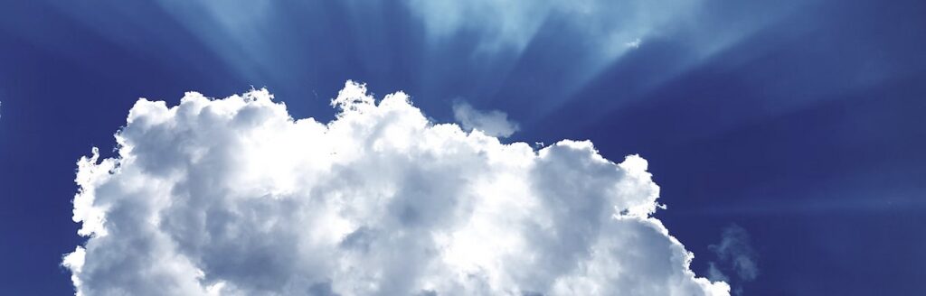 Clouds in blue sky, the kingdom of heaven is at hand, kingdom of heaven is at hand