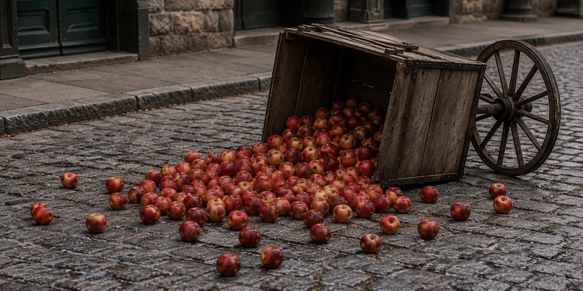 overturned apple cart, let Jesus