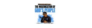 Podcast cover: 'The Miseducation of God's People' with a man speaking into a microphone, blue splash background and a pencil above.