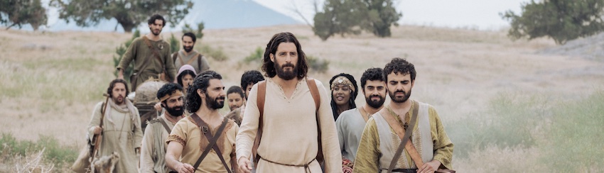 Jesus and his disciples in The Chosen, follow the shepherd